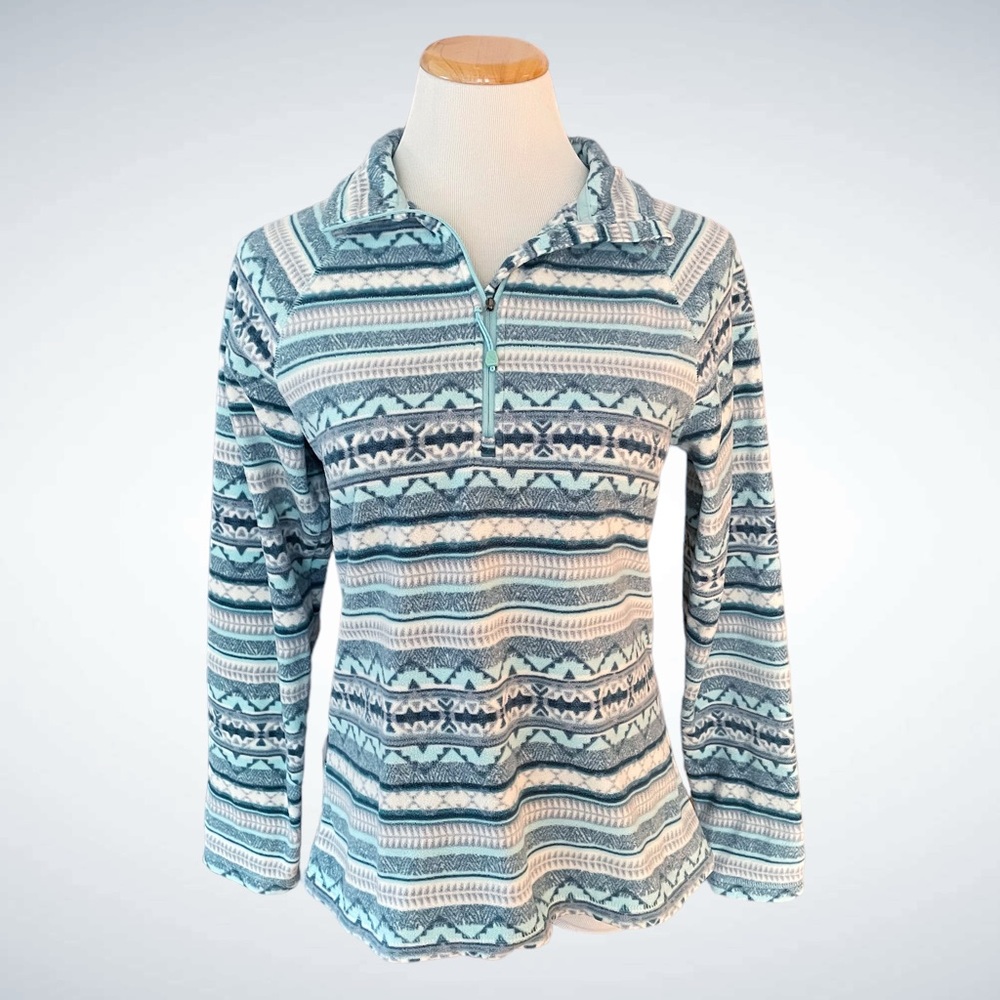 Eddie Bauer Patterned Fleece 1/4-Zip Pullover Long Sleeves